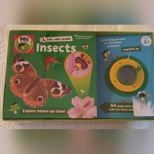 NIB Sealed PBS Look Learn Insects 64 Page Book Magnifier Jar Activity Poster